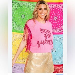 Queen of Sparkles let’s go queen sweater size small EUC